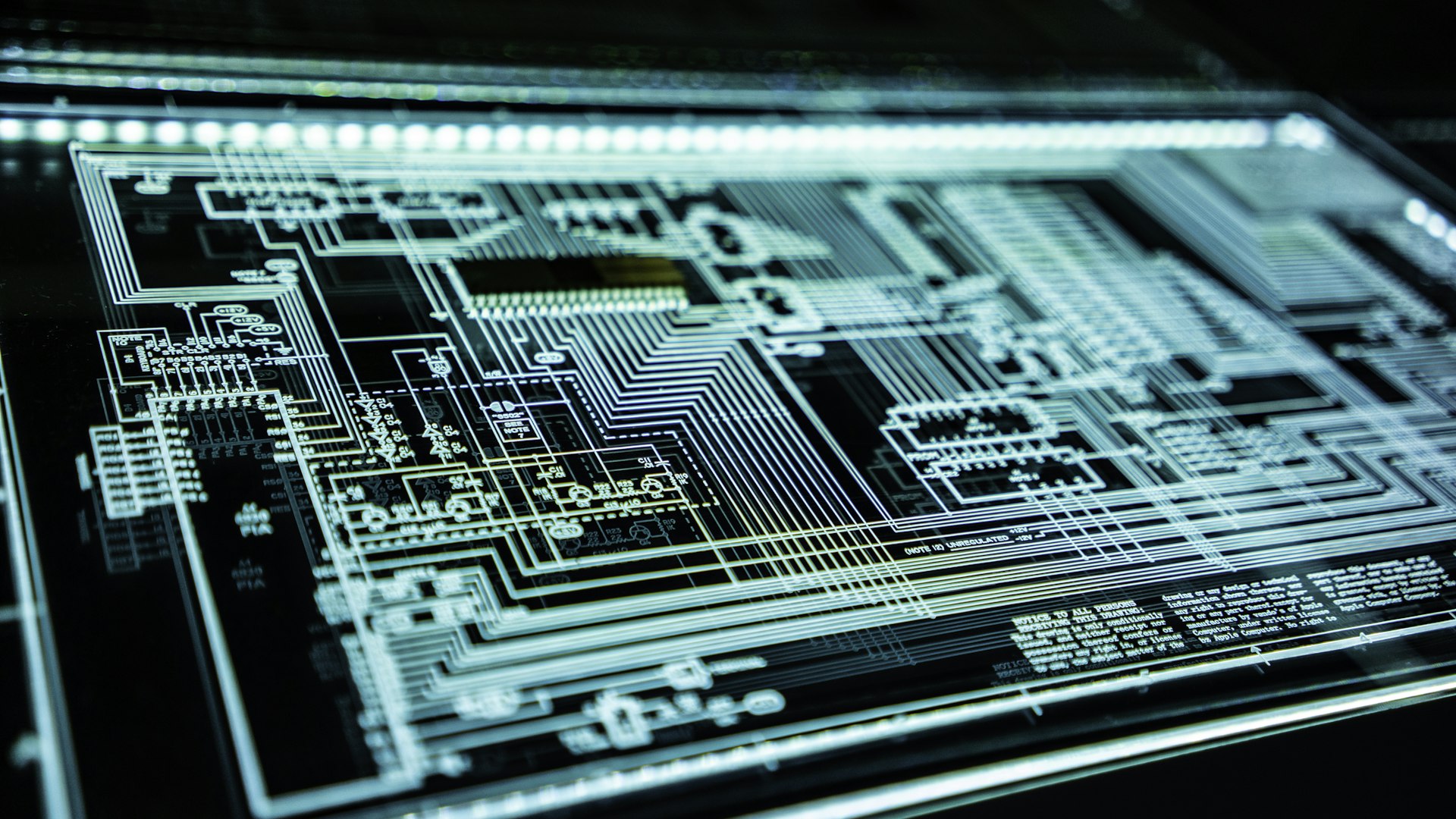 Close-up of an illuminated circuit board