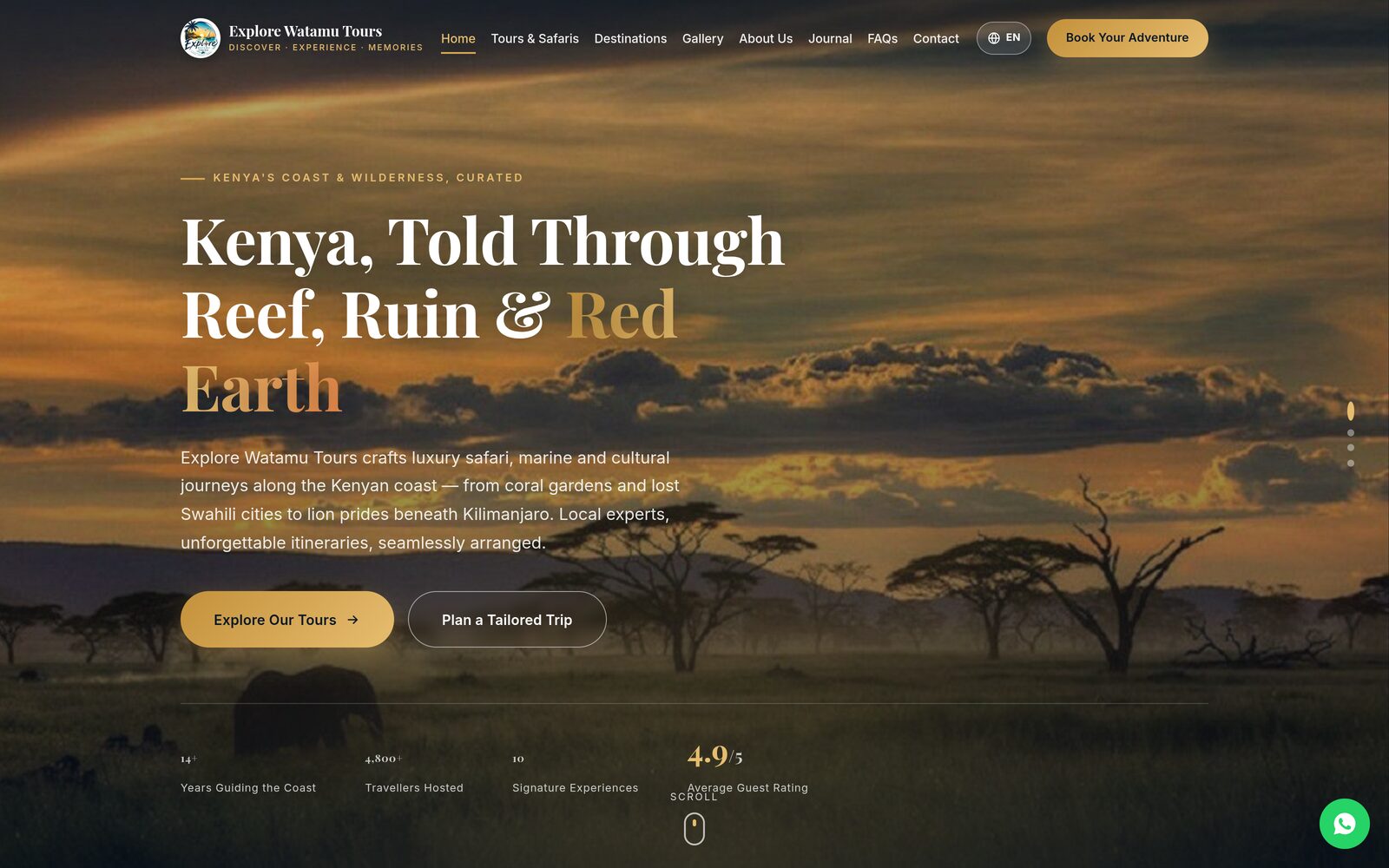 Screenshot preview of the Explore Watamu Tours website